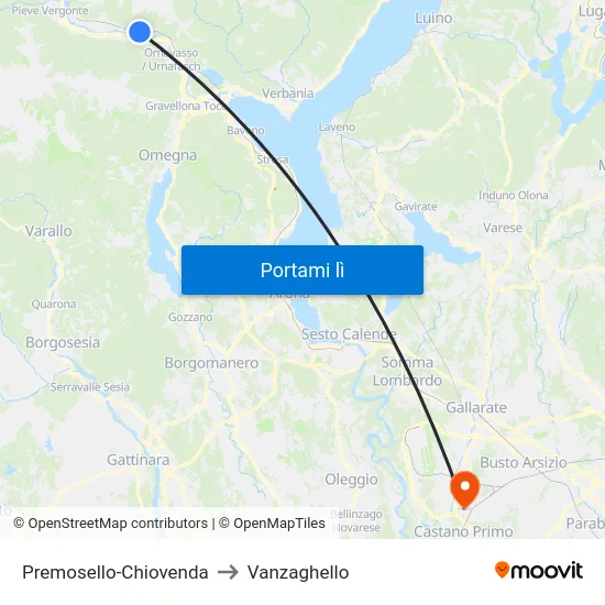 Premosello-Chiovenda to Vanzaghello map