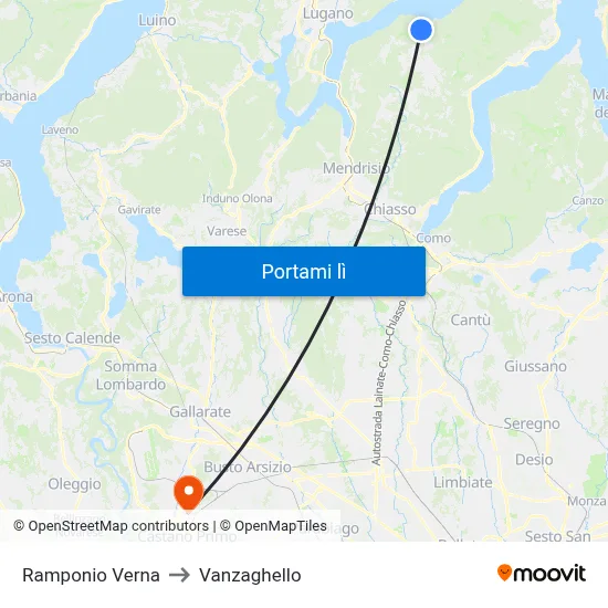 Ramponio Verna to Vanzaghello map