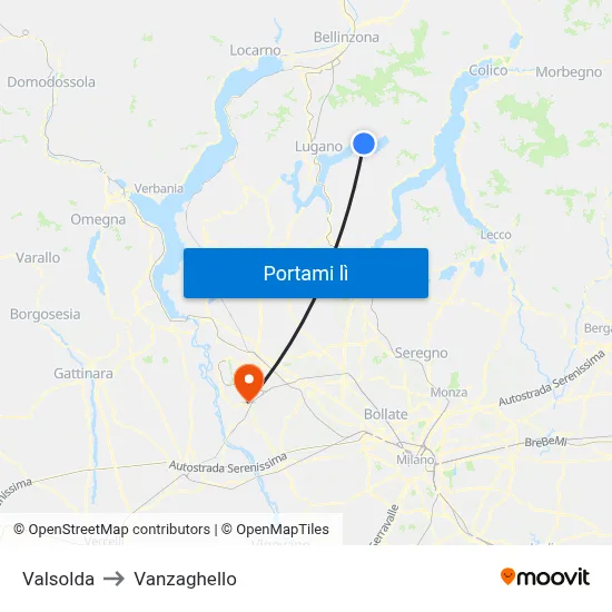 Valsolda to Vanzaghello map