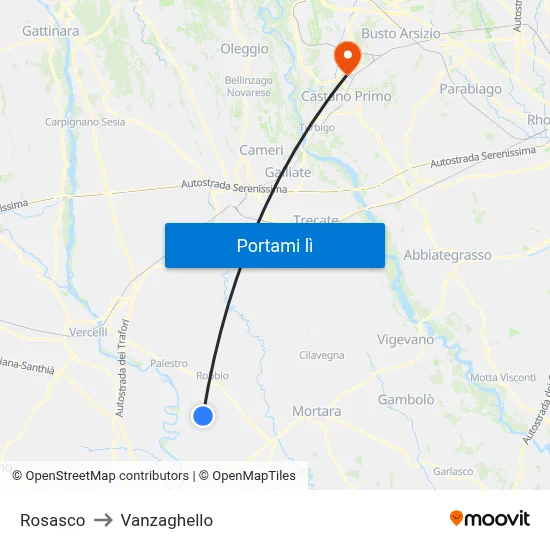 Rosasco to Vanzaghello map