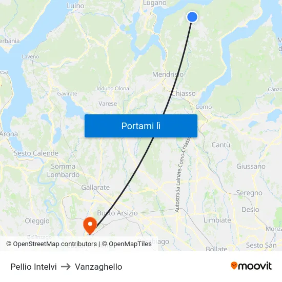 Pellio Intelvi to Vanzaghello map
