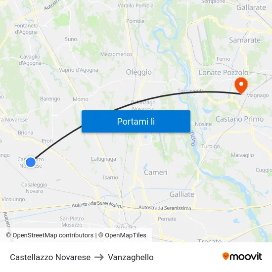 Castellazzo Novarese to Vanzaghello map