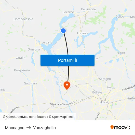 Maccagno to Vanzaghello map