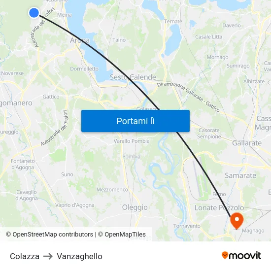 Colazza to Vanzaghello map