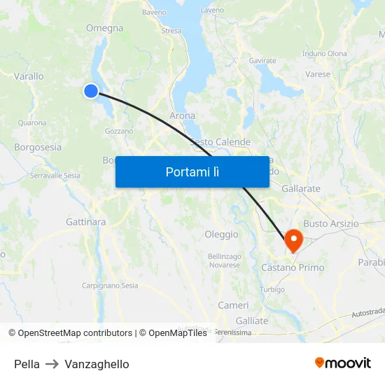 Pella to Vanzaghello map