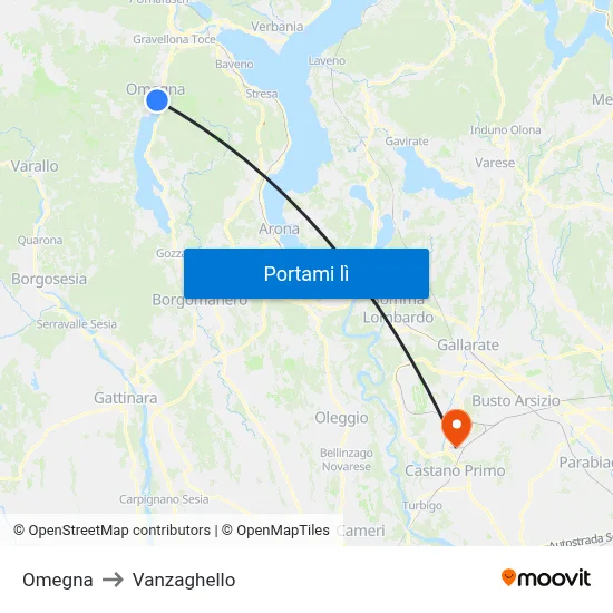 Omegna to Vanzaghello map