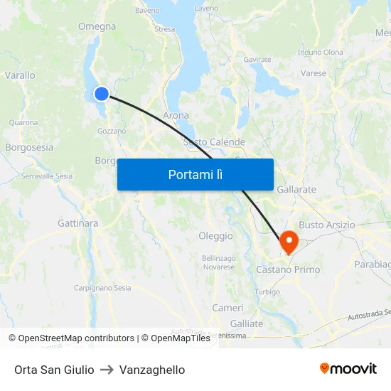 Orta San Giulio to Vanzaghello map