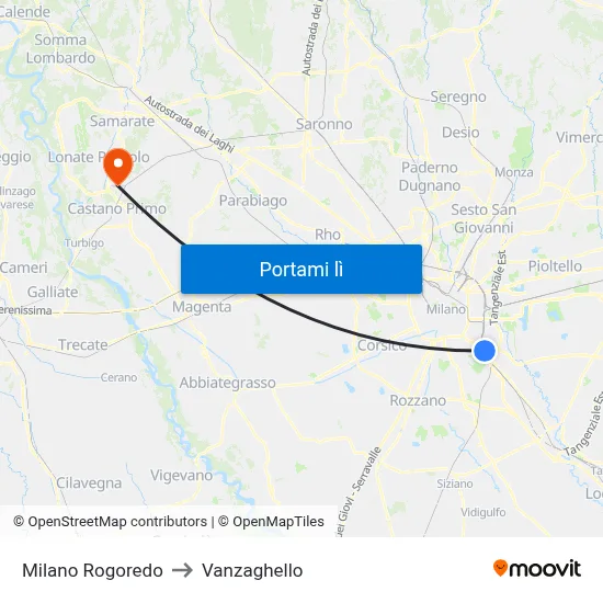 Milano Rogoredo to Vanzaghello map