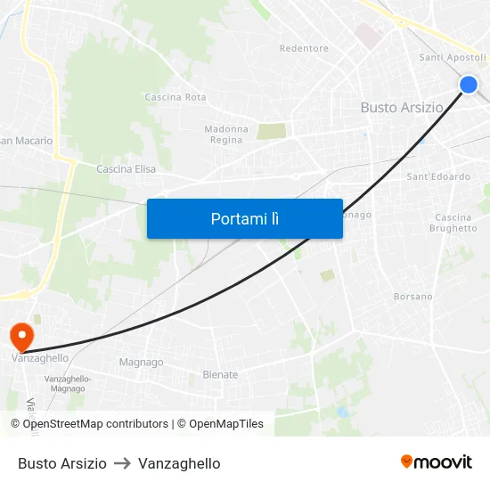 Busto Arsizio to Vanzaghello map