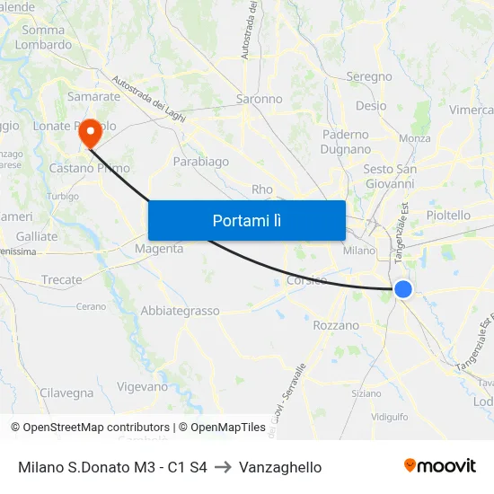 Milano S.Donato M3 - C1 S4 to Vanzaghello map