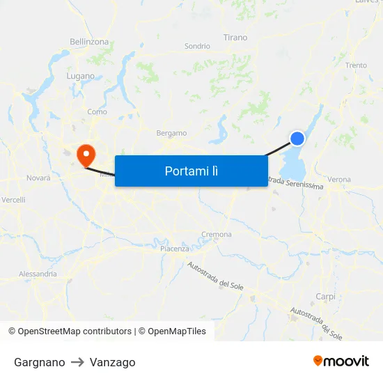 Gargnano to Vanzago map