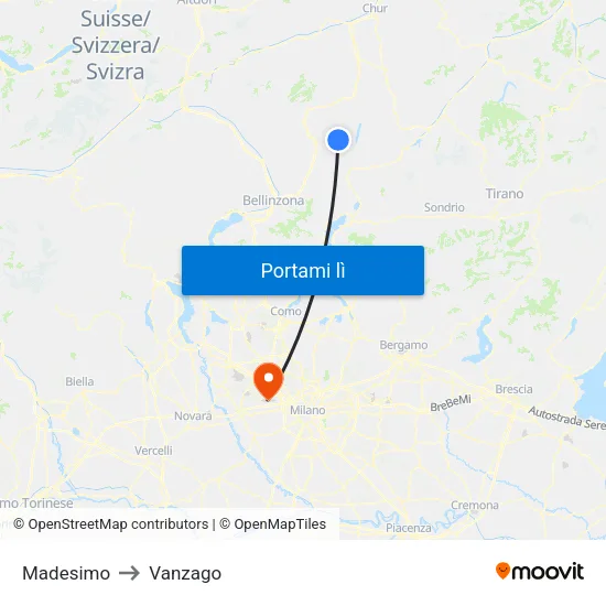 Madesimo to Vanzago map