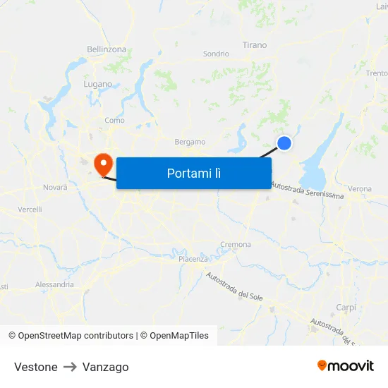 Vestone to Vanzago map
