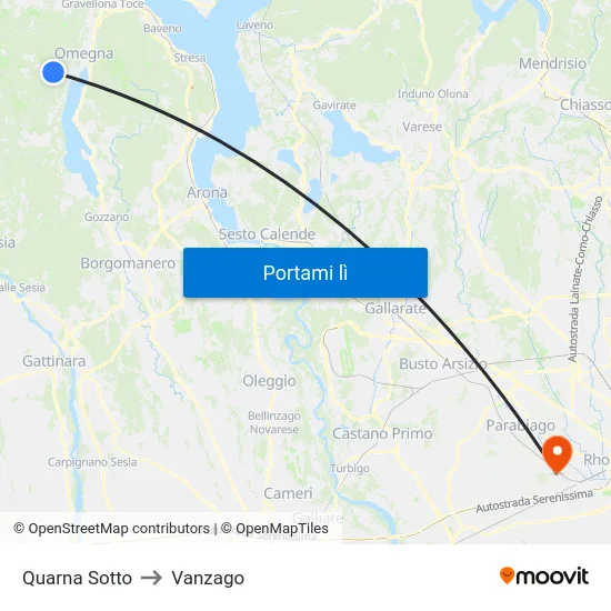 Quarna Sotto to Vanzago map