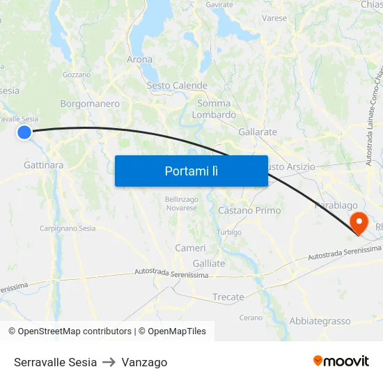 Serravalle Sesia to Vanzago map