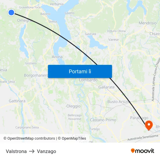 Valstrona to Vanzago map