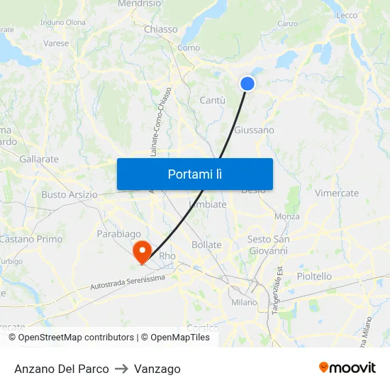 Anzano Del Parco to Vanzago map