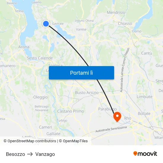 Besozzo to Vanzago map