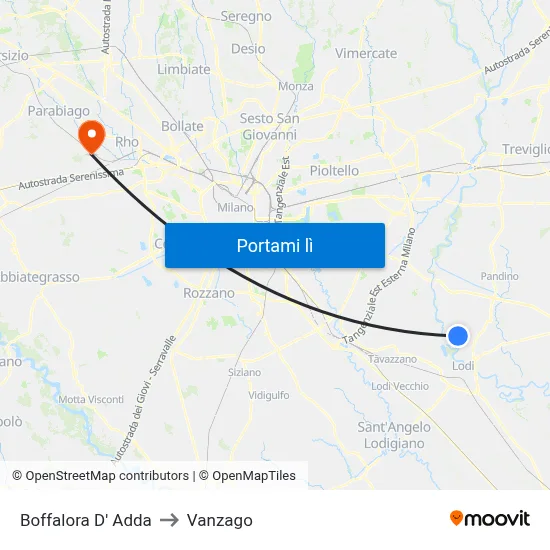 Boffalora D' Adda to Vanzago map