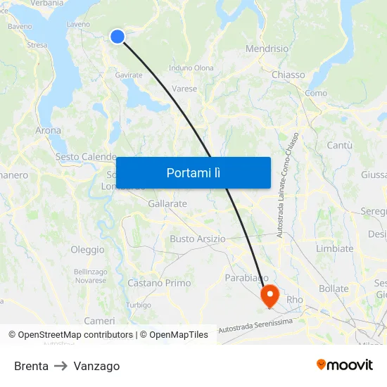 Brenta to Vanzago map