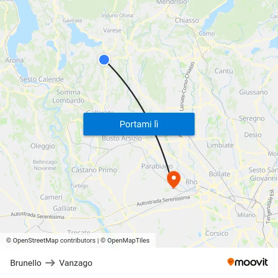 Brunello to Vanzago map