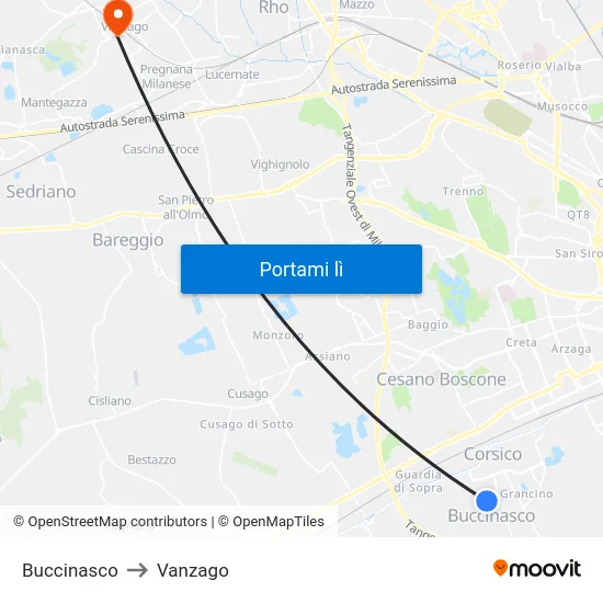 Buccinasco to Vanzago map