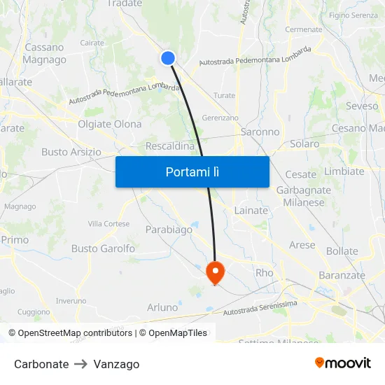 Carbonate to Vanzago map
