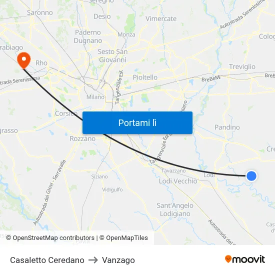 Casaletto Ceredano to Vanzago map