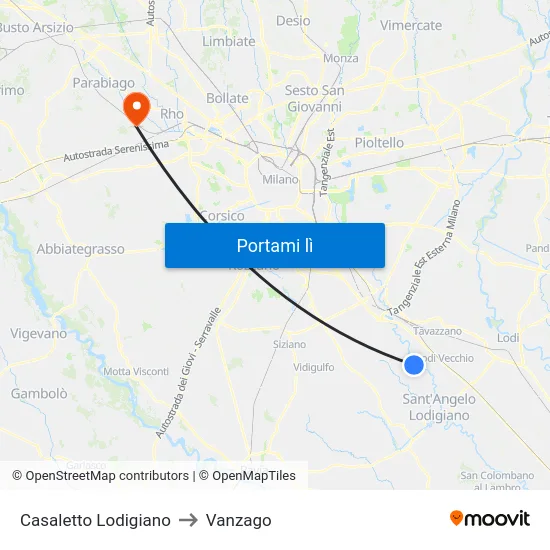 Casaletto Lodigiano to Vanzago map