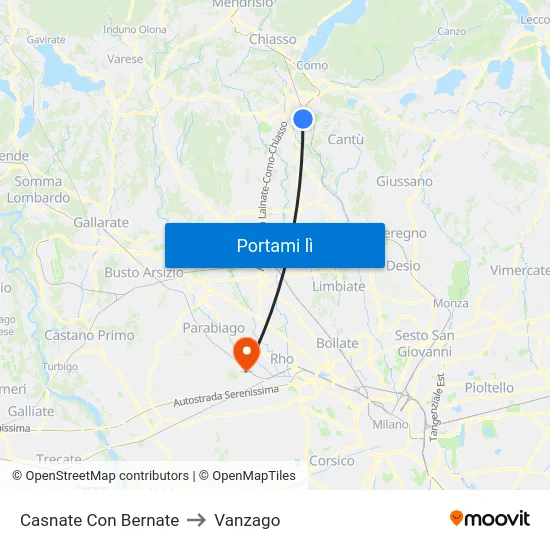 Casnate Con Bernate to Vanzago map