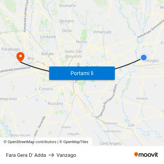 Fara Gera D' Adda to Vanzago map