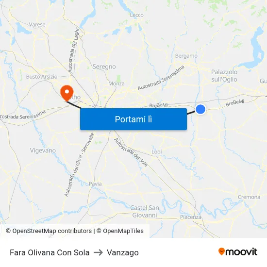 Fara Olivana Con Sola to Vanzago map
