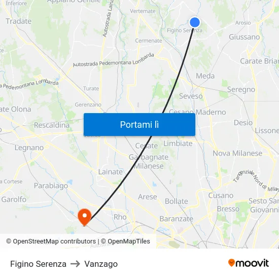 Figino Serenza to Vanzago map
