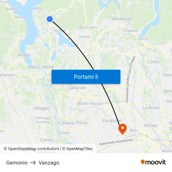 Gemonio to Vanzago map