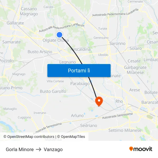Gorla Minore to Vanzago map