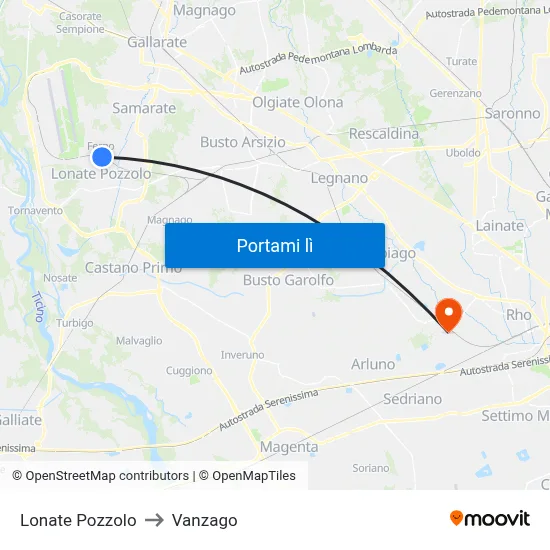 Lonate Pozzolo to Vanzago map