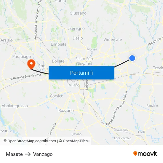 Masate to Vanzago map