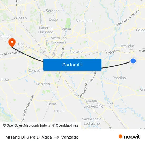 Misano Di Gera D' Adda to Vanzago map