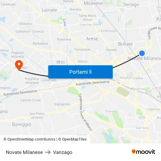 Novate Milanese to Vanzago map