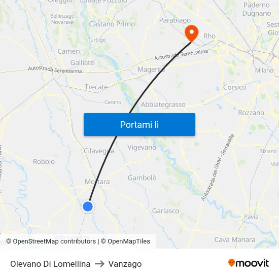 Olevano Di Lomellina to Vanzago map
