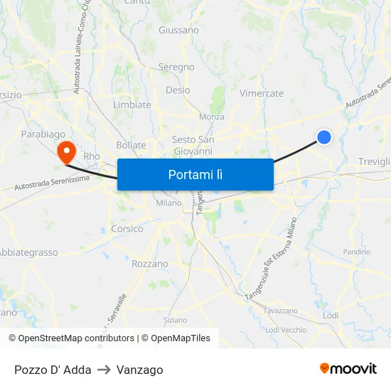 Pozzo D' Adda to Vanzago map