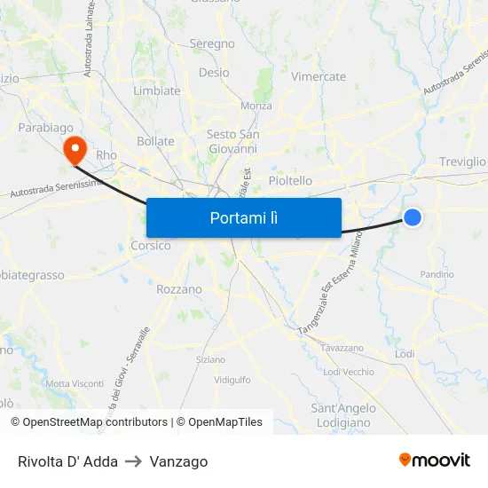 Rivolta D' Adda to Vanzago map