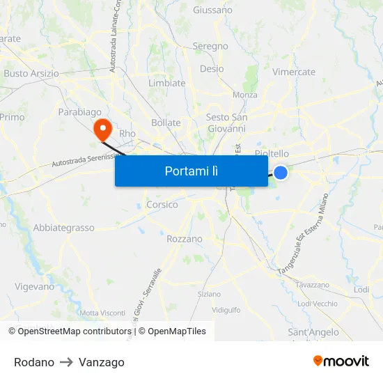 Rodano to Vanzago map