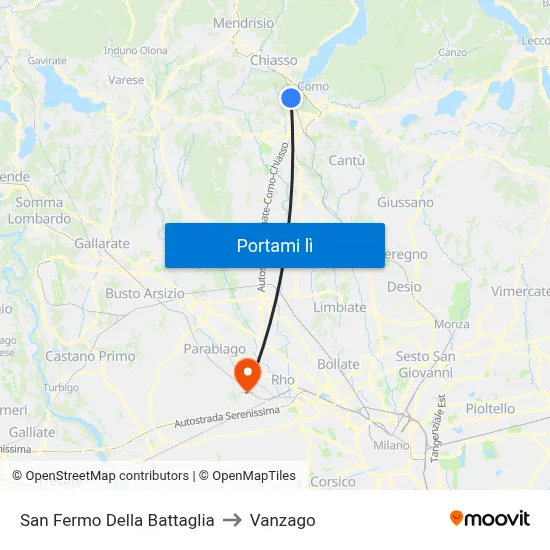 San Fermo Della Battaglia to Vanzago map