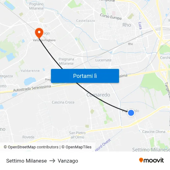 Settimo Milanese to Vanzago map