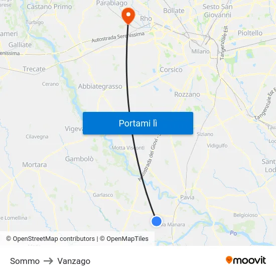 Sommo to Vanzago map