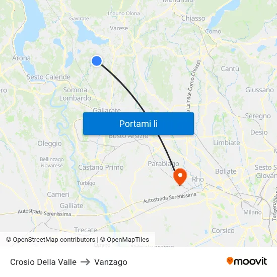 Crosio Della Valle to Vanzago map