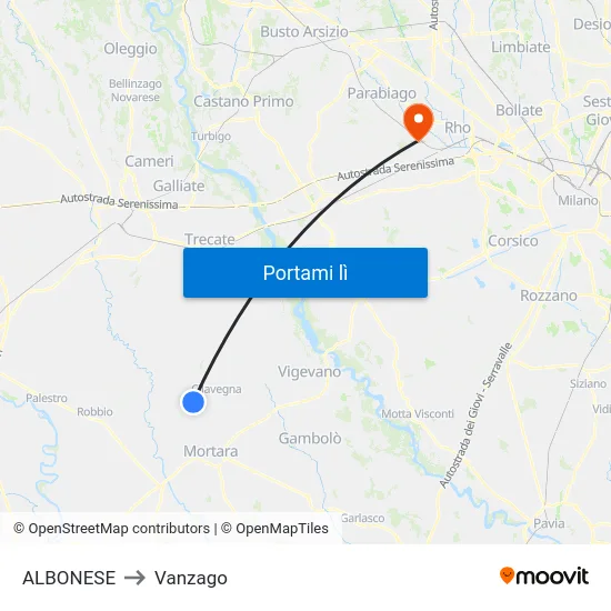 ALBONESE to Vanzago map