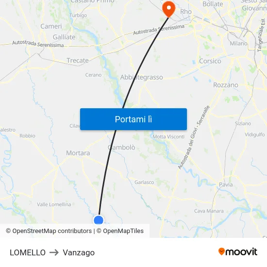 LOMELLO to Vanzago map