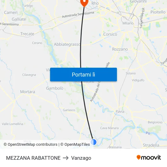 MEZZANA RABATTONE to Vanzago map